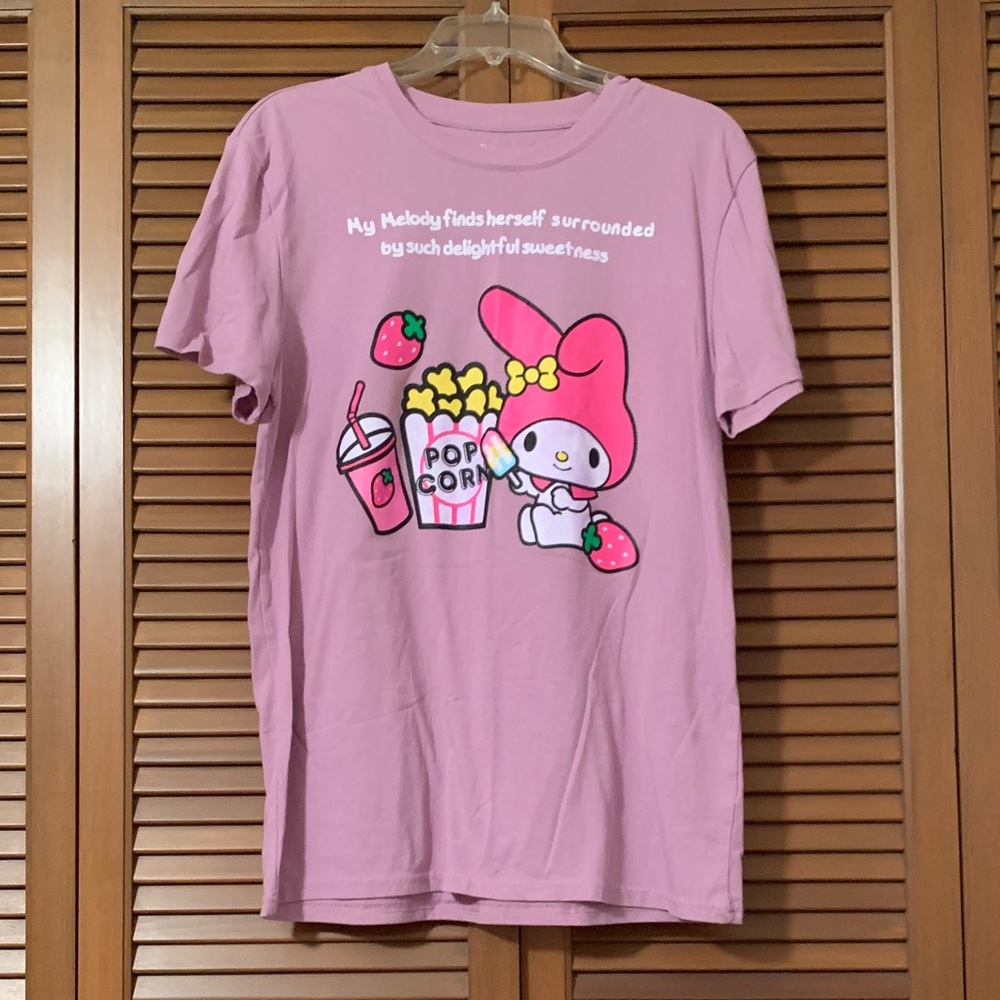 My Melody Purple Delightful Sweetness Strawberry T-shirt Large L
